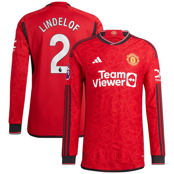 Victor Lindelof Manchester United adidas 2023/24 Home Authentic Long Sleeve Player Jersey - Red