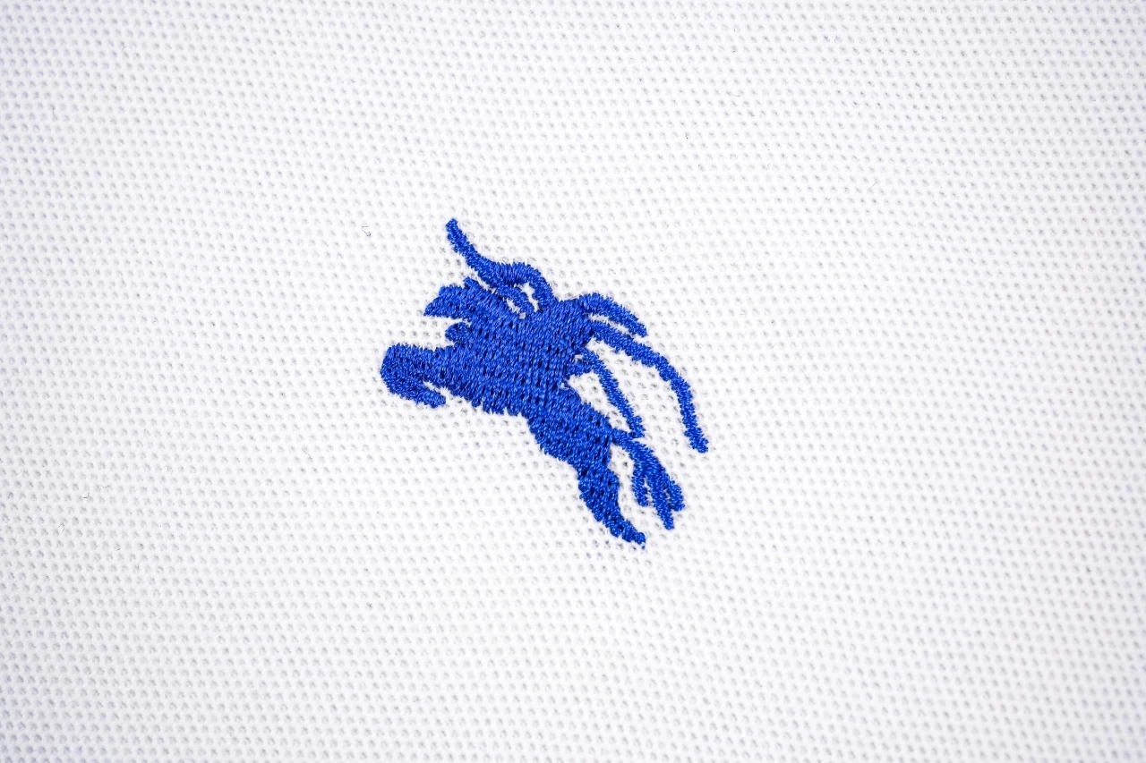 Burberry White Blue Trim Equestrian Knight Polo Shirt product photo from LabelPicks