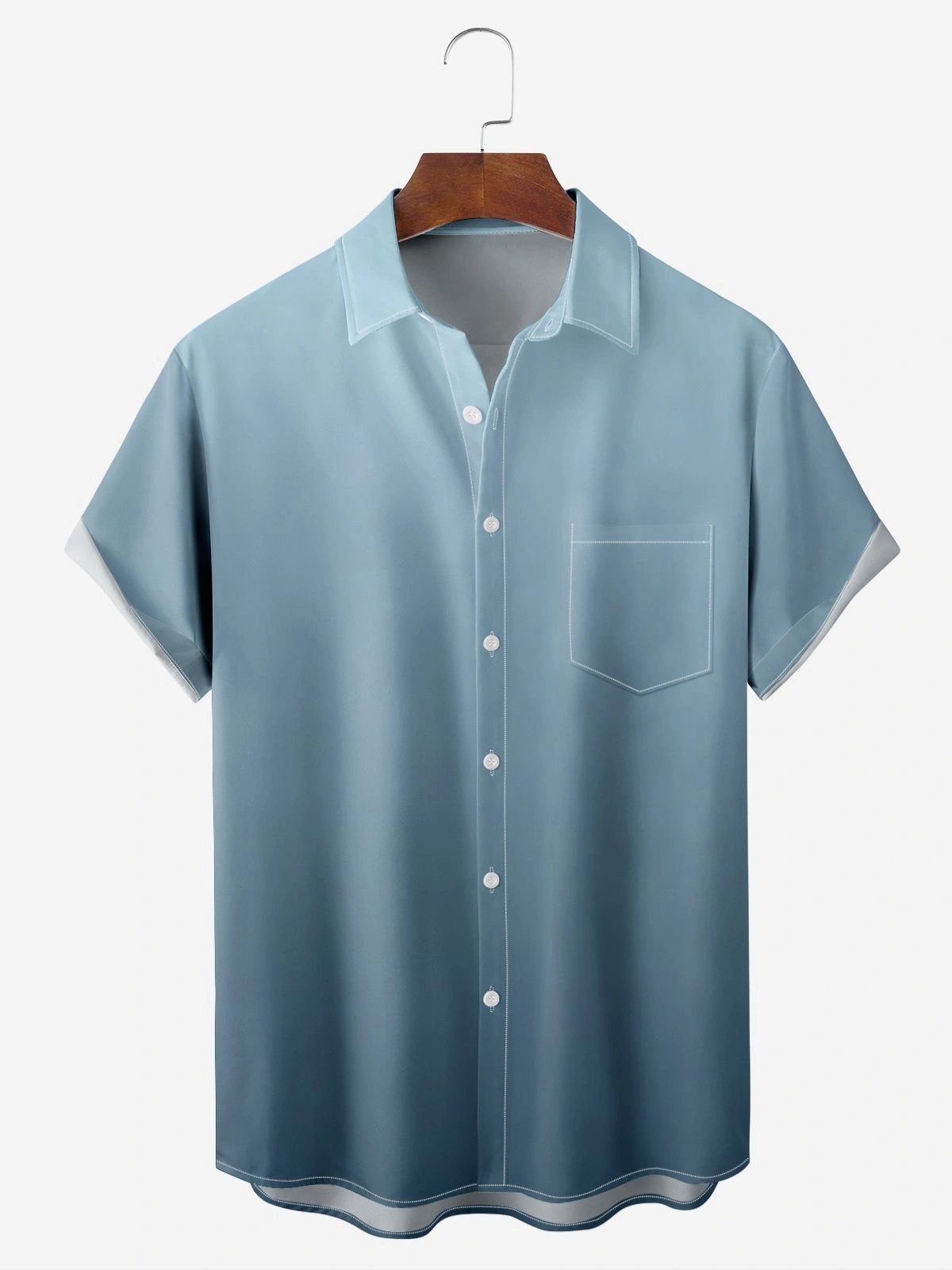 Quick Dry Breathable Gradient Chest Pocket Casual Shirt