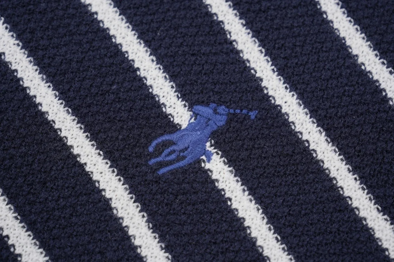 Ralph Lauren Navy Stripe Pony Embroidered Linen Polo Shirt product photo from LabelPicks