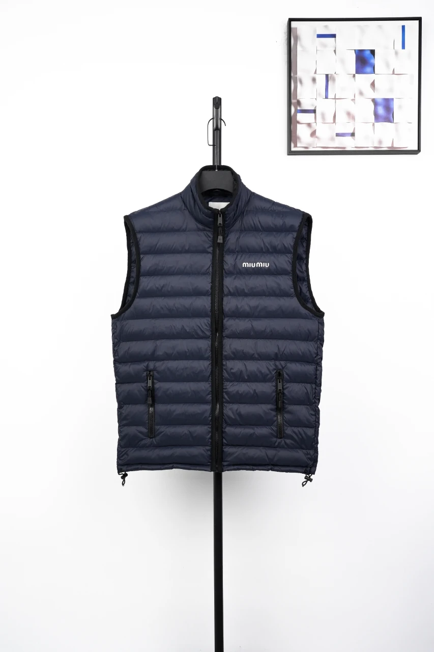 Miu Miu Navy Logo Quilted Down Vest product photo from LabelPicks