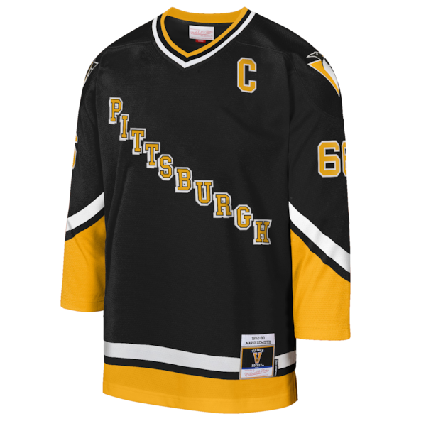 Mario Lemieux Pittsburgh Penguins  Youth 1992/93 Captain Patch Blue Line Player Jersey - Gold