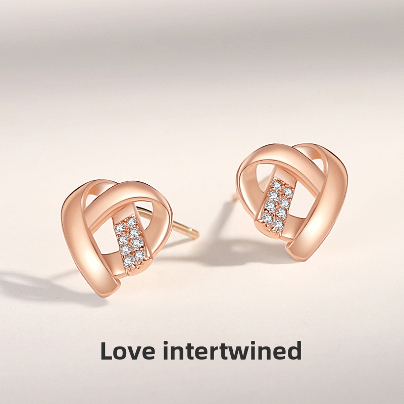 Korean-style fashionable rose gold four-leaf clover earrings, retro and trendy, small and delicate, with an understated and chic aesthetic, suitable for cross-border sales