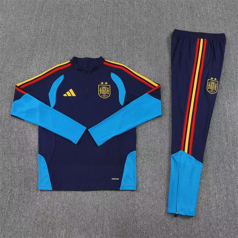 Spain Windbreaker Hoodie Kit(Jacket+Pants) Navy 2026 (Two stars)