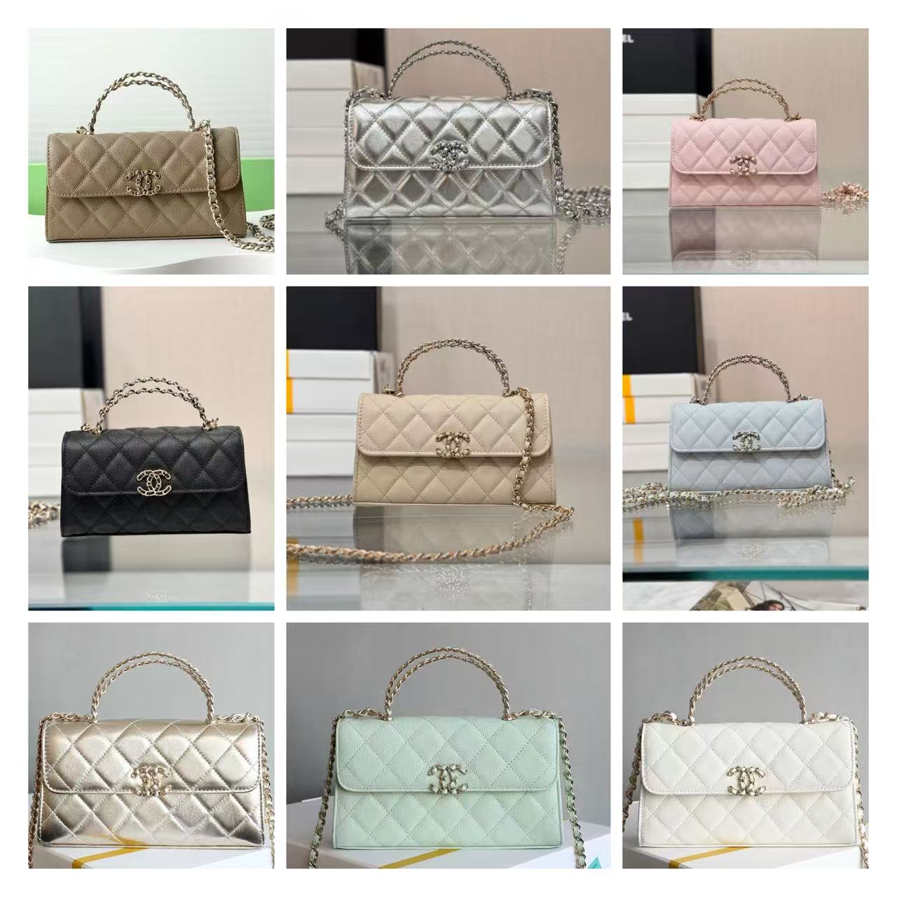 CHANEL 23P Kelly bag, quilted pattern/calfskin/18CM