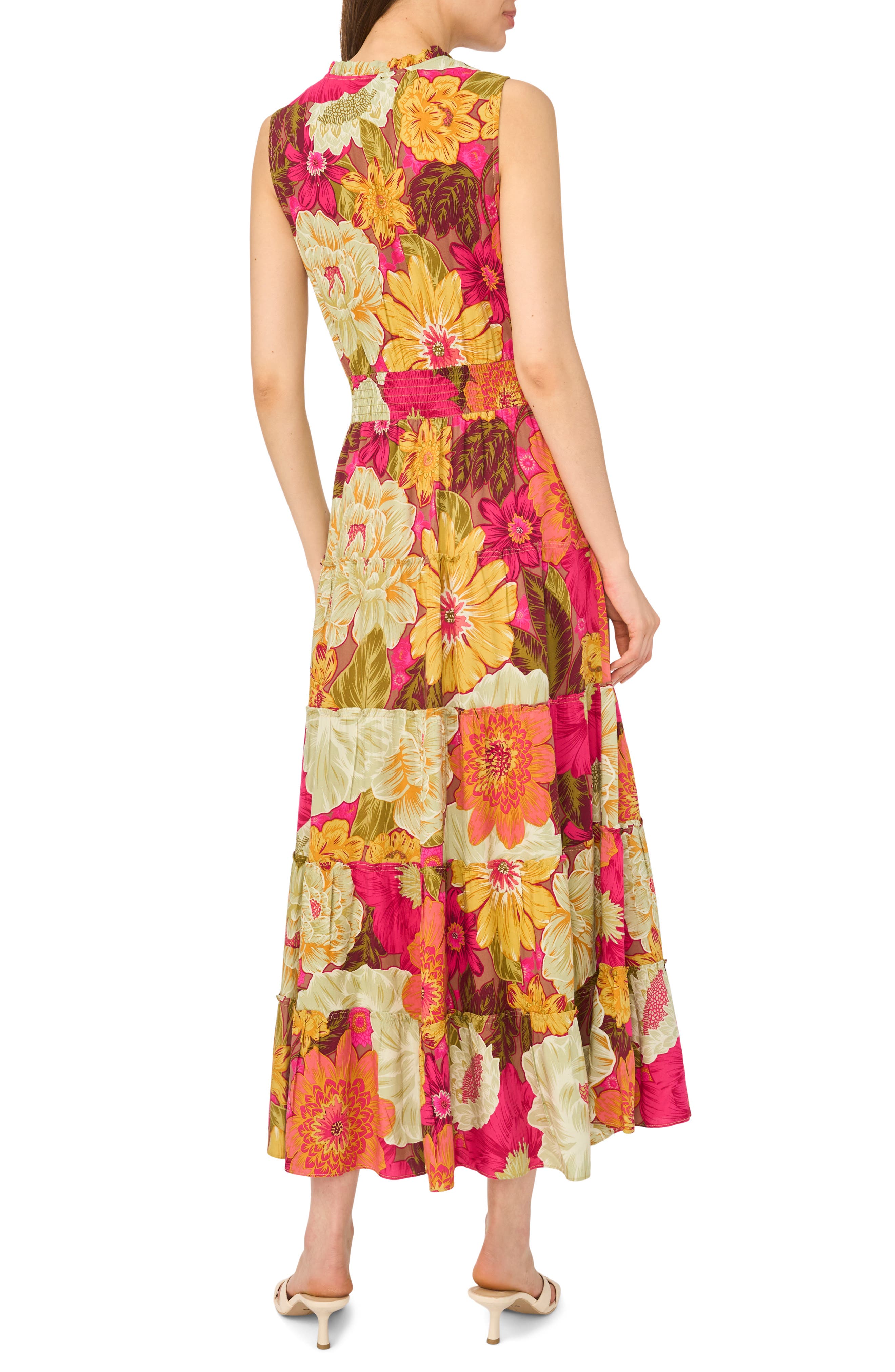 Halogen® Floral Sleeveless Tiered Maxi Dress
