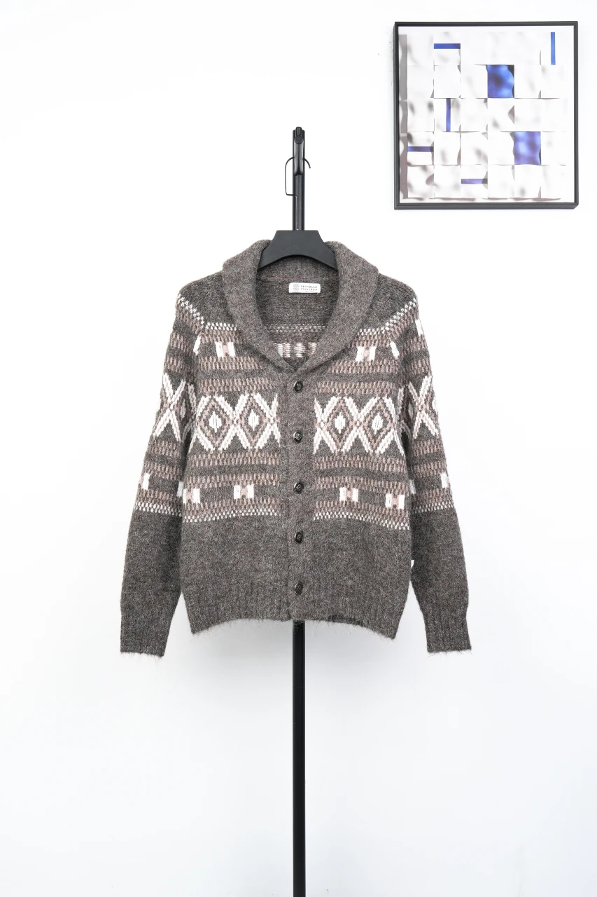 Brunello Cucinelli Fair Isle Shawl-Collar Cardigan product photo from LabelPicks