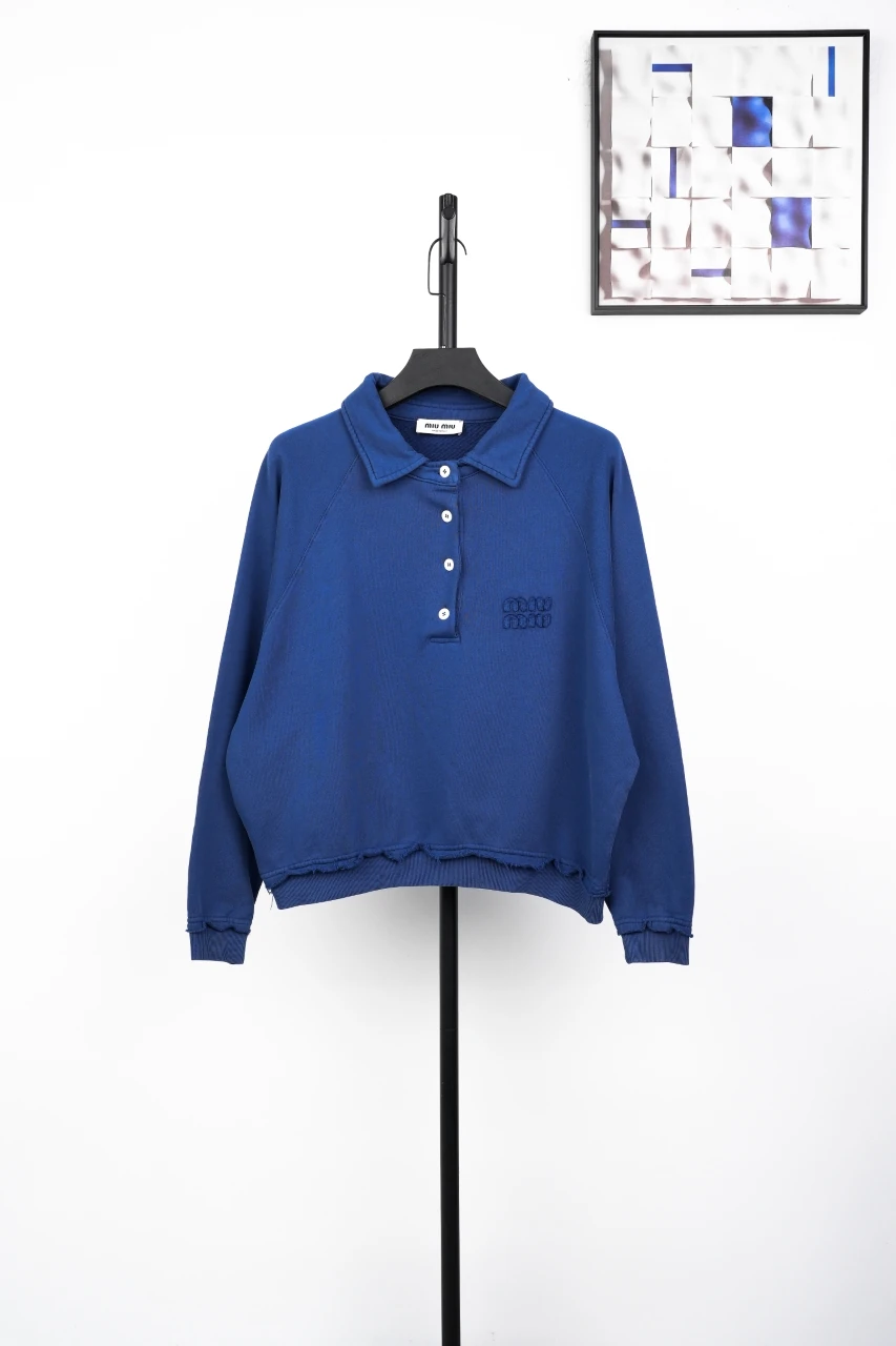 Miu Miu Klein Blue Washed Distressed Hoodie product photo from LabelPicks