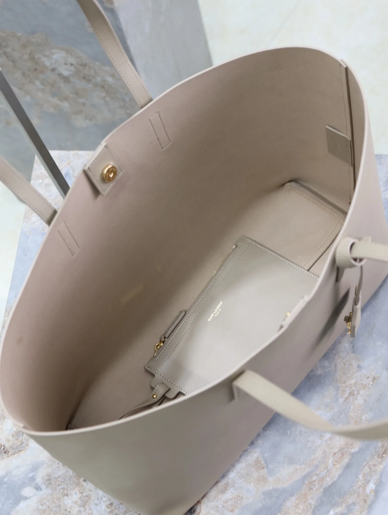 Saint Laurent Beige Calfskin Tote Bag product photo from LabelPicks