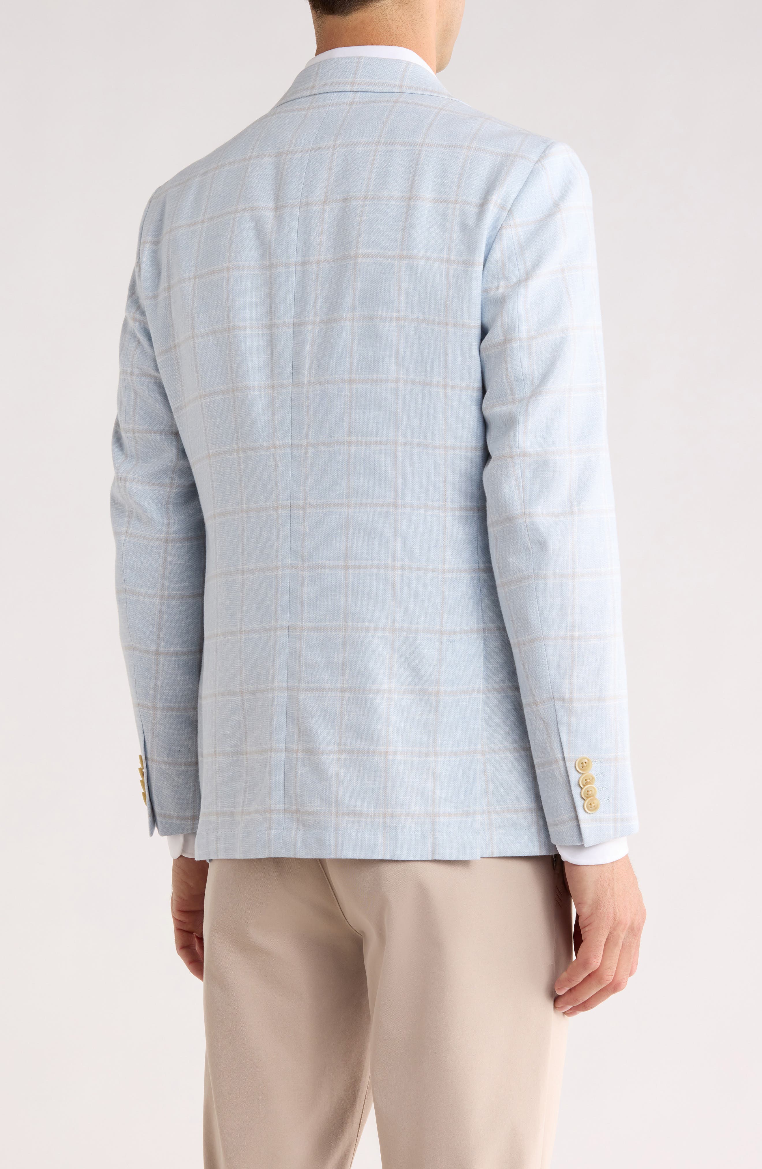 Original Penguin Windowpane Notch Lapel Linen Blend Sport Coat