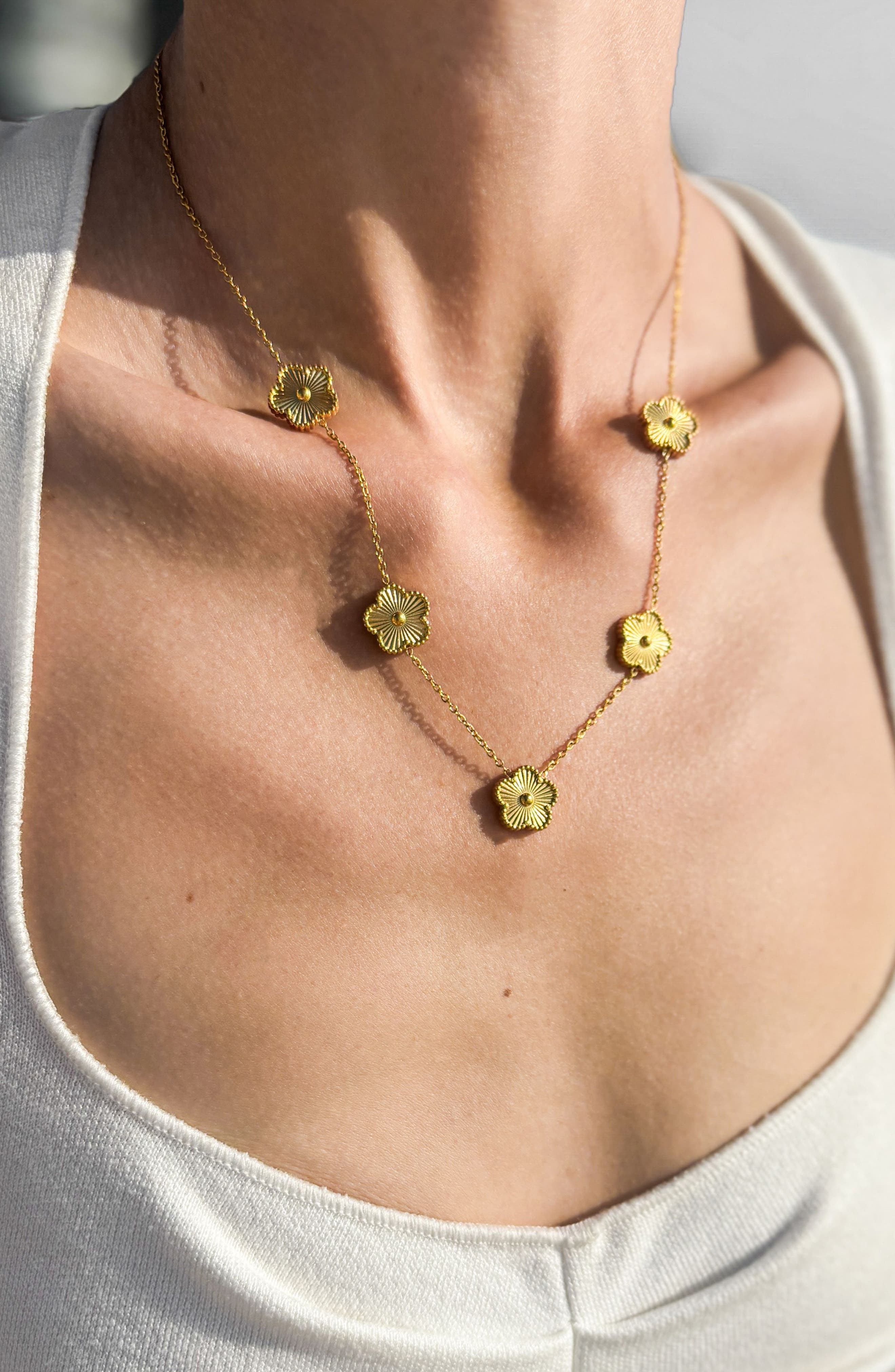 Adornia Tarnish Resistant Flower Station Necklace