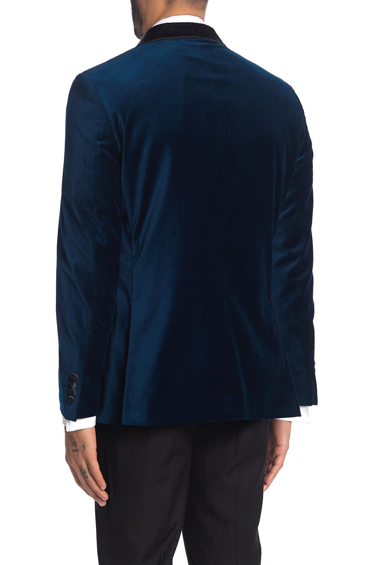 SAVILE ROW CO Navy Shawl Collar Single Button Velvet Suit Separate Sport Coat