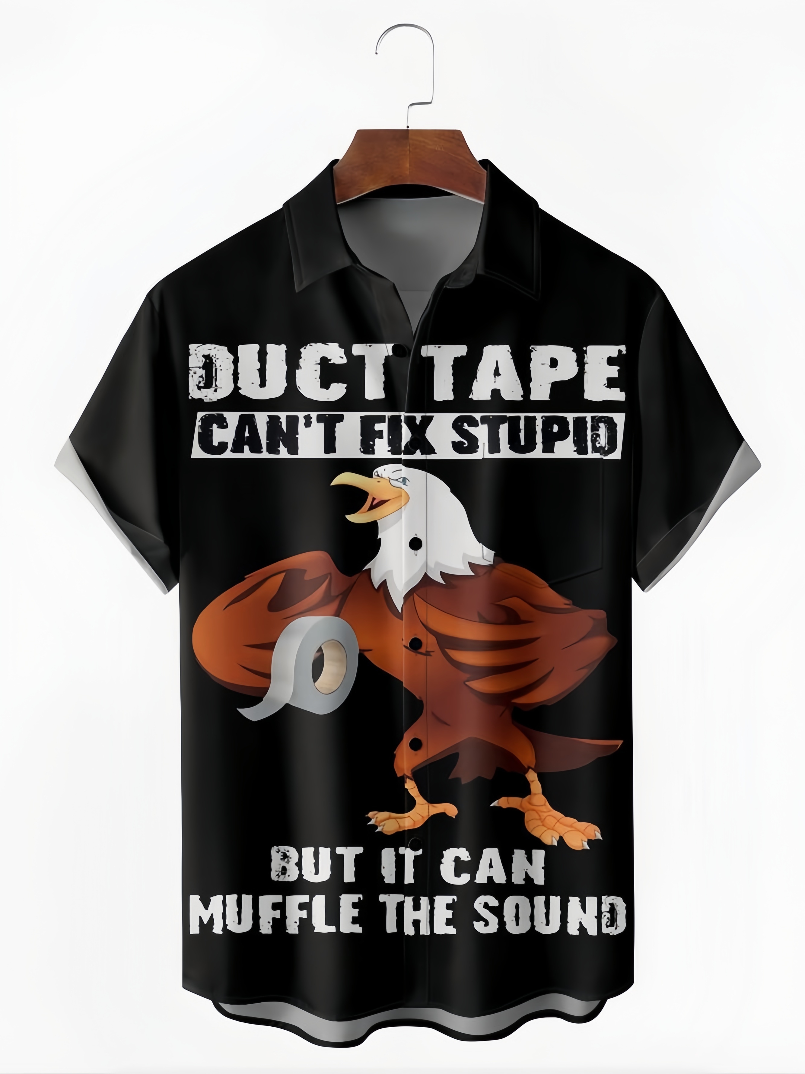 Fun Animal Lettering Chest Pocket Short Sleeve Casual Shirt