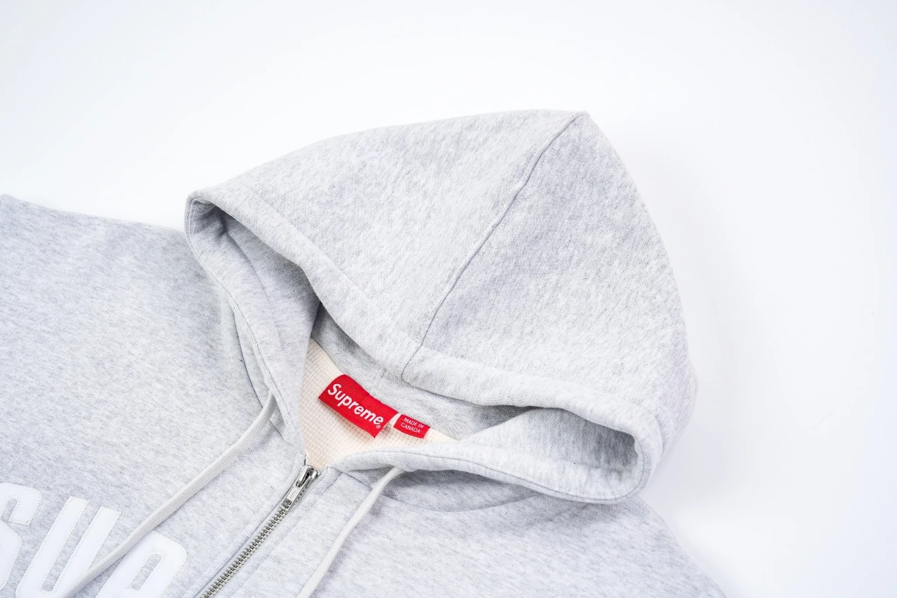 Supreme Grey Applique Letter Zip Hoodie Jacket product photo from LabelPicks