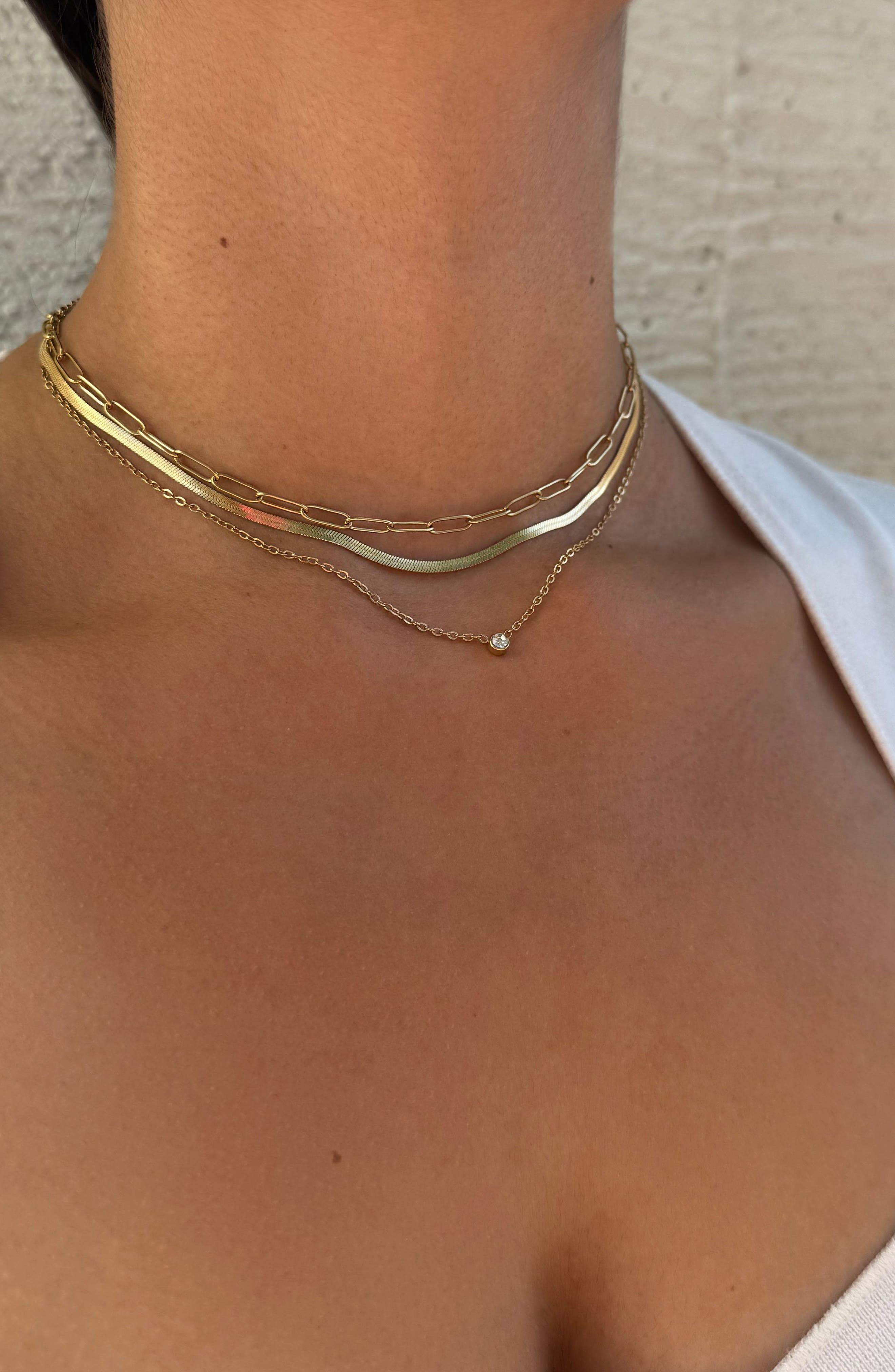 Adornia Set of 3 18K Gold Plated Necklaces
