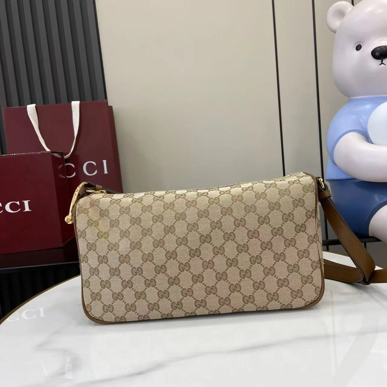 Gucci Brown Horsebit Calfskin Shoulder Bag product photo from LabelPicks