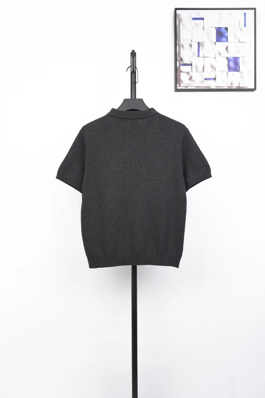 Ralph Lauren Black Ribbed Pony Embroidered Knit Polo Shirt product photo from LabelPicks