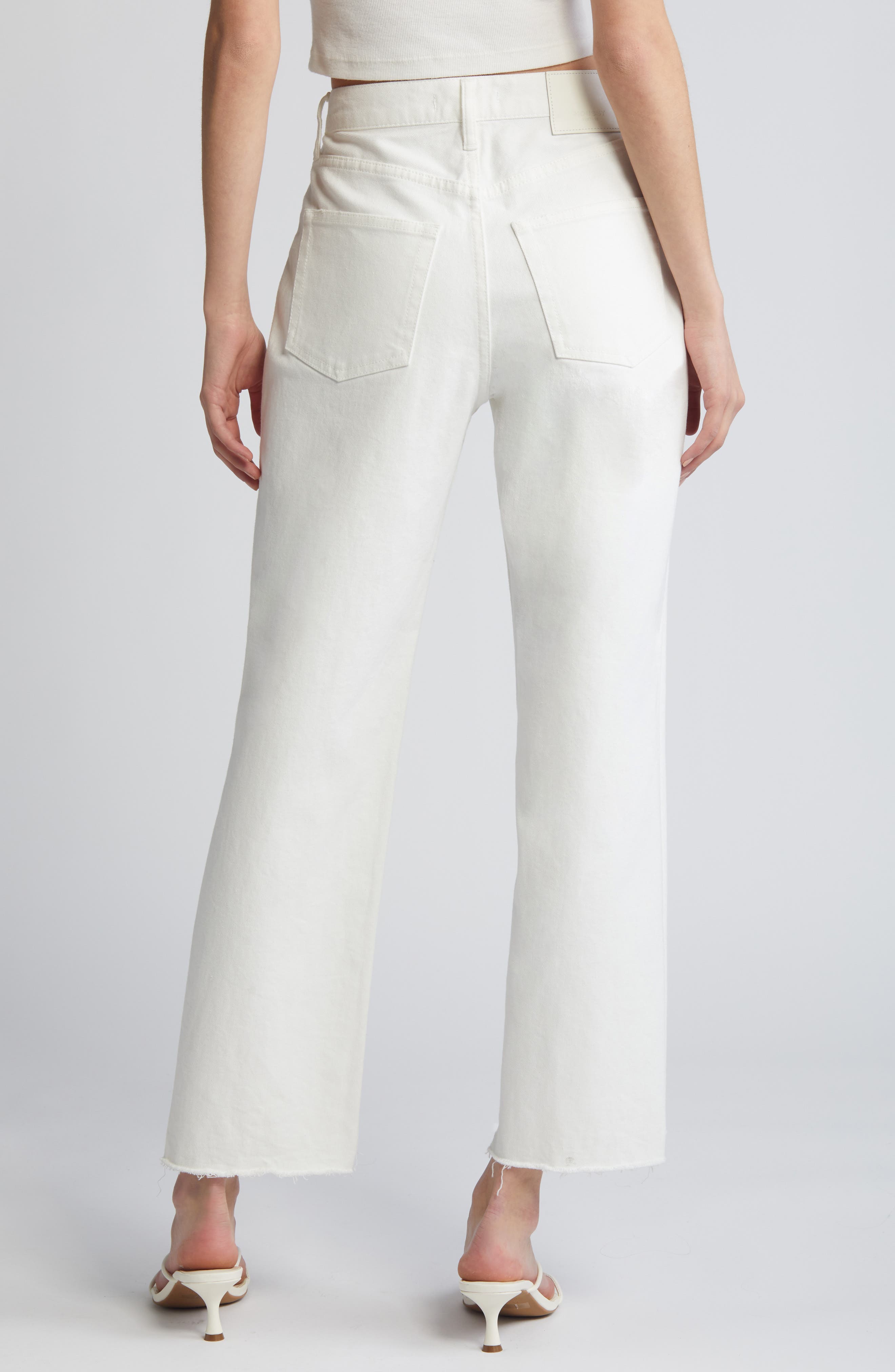 MOUSSY VINTAGE Amherst High Waist Step Raw Hem Wide Leg Jeans