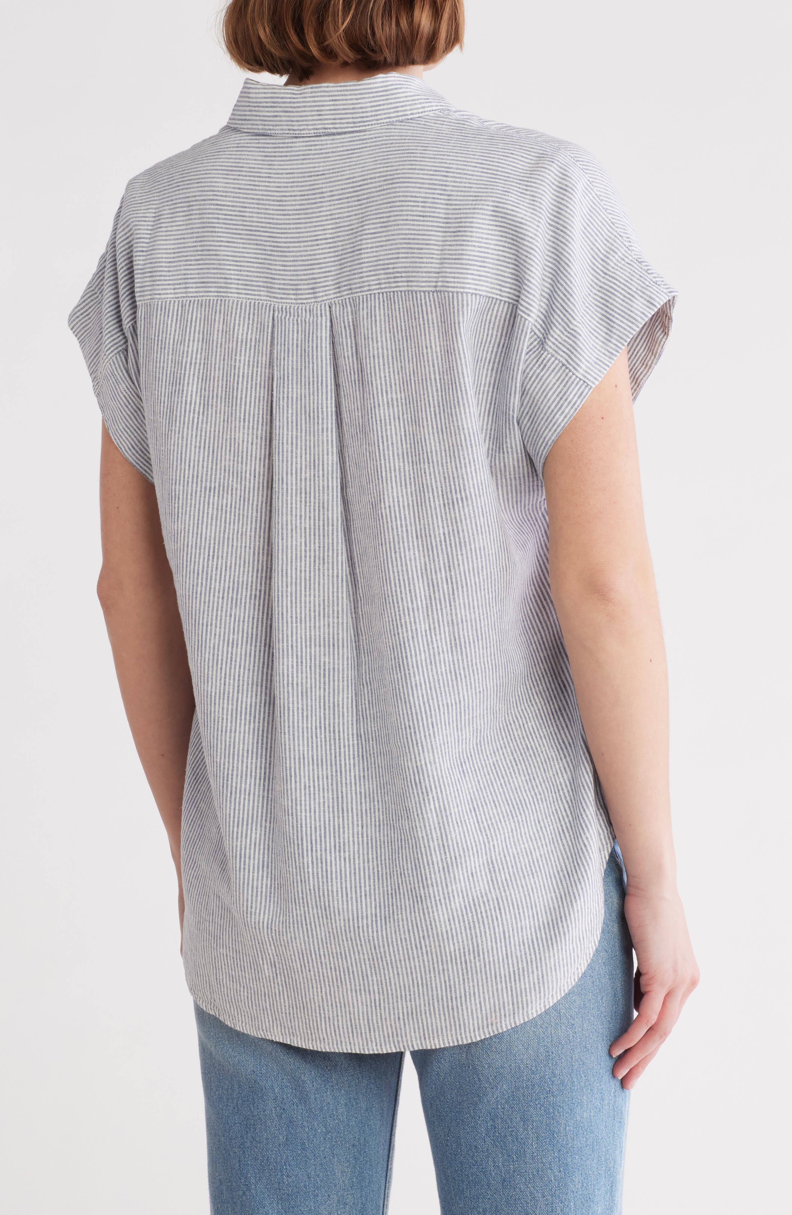Caslon® Double Pocket Linen Blend Camp Shirt