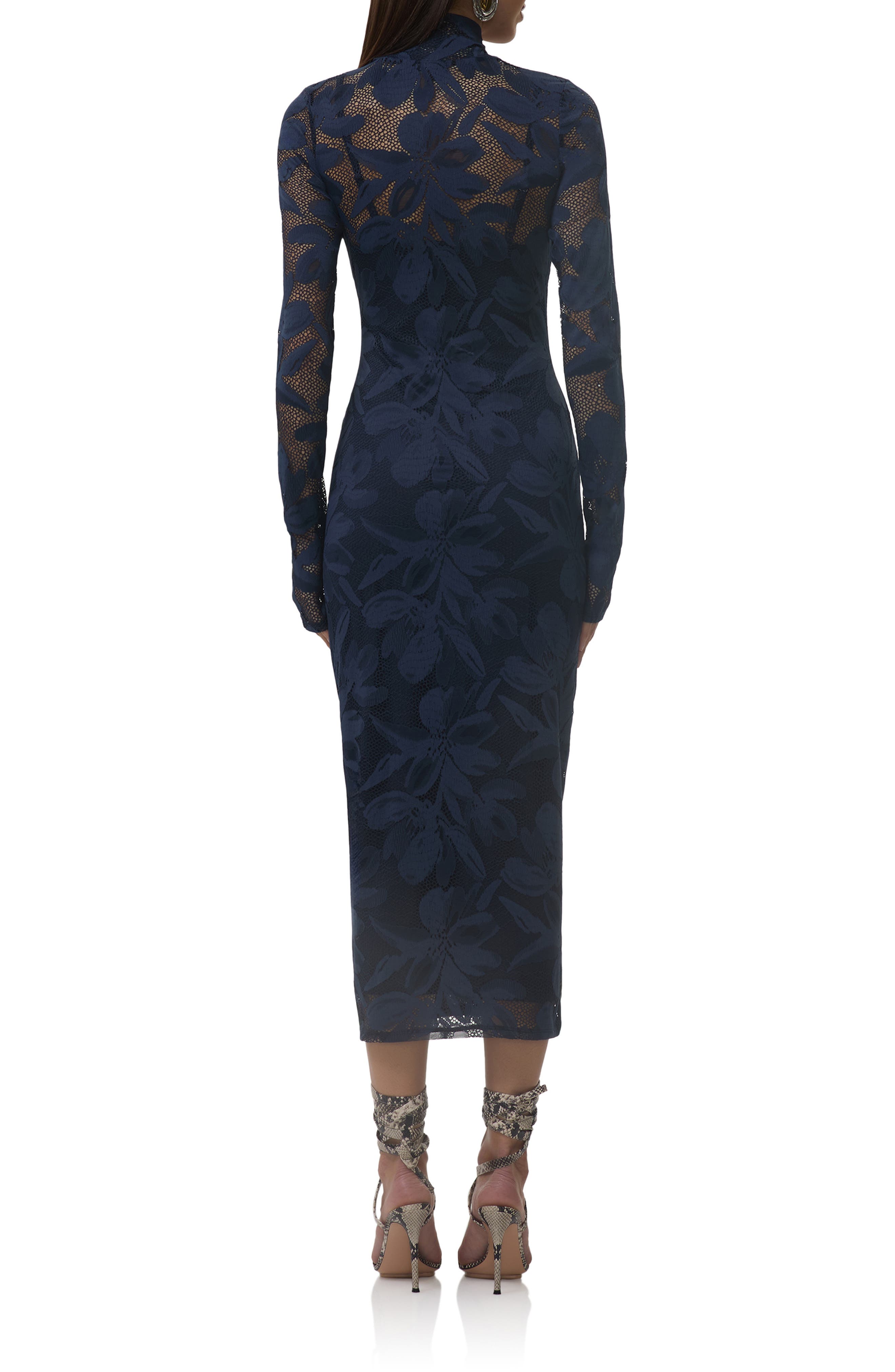 AFRM Shailene Long Sleeve Turtleneck Floral Lace Dress