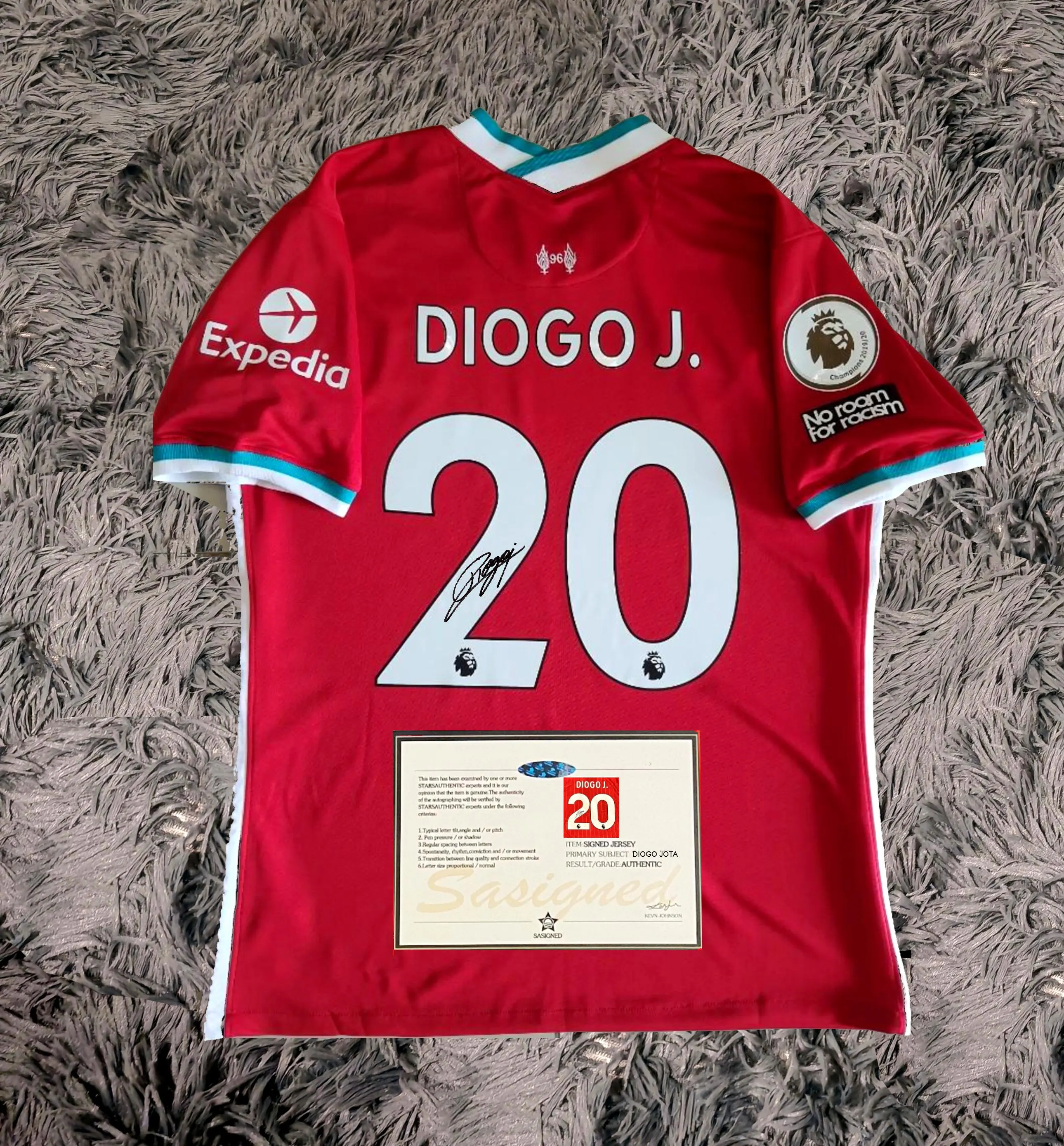 Diogo Jota SIGNED Liverpool 20/21 DEBUT Home Jersey/Shirt - COA - 2020