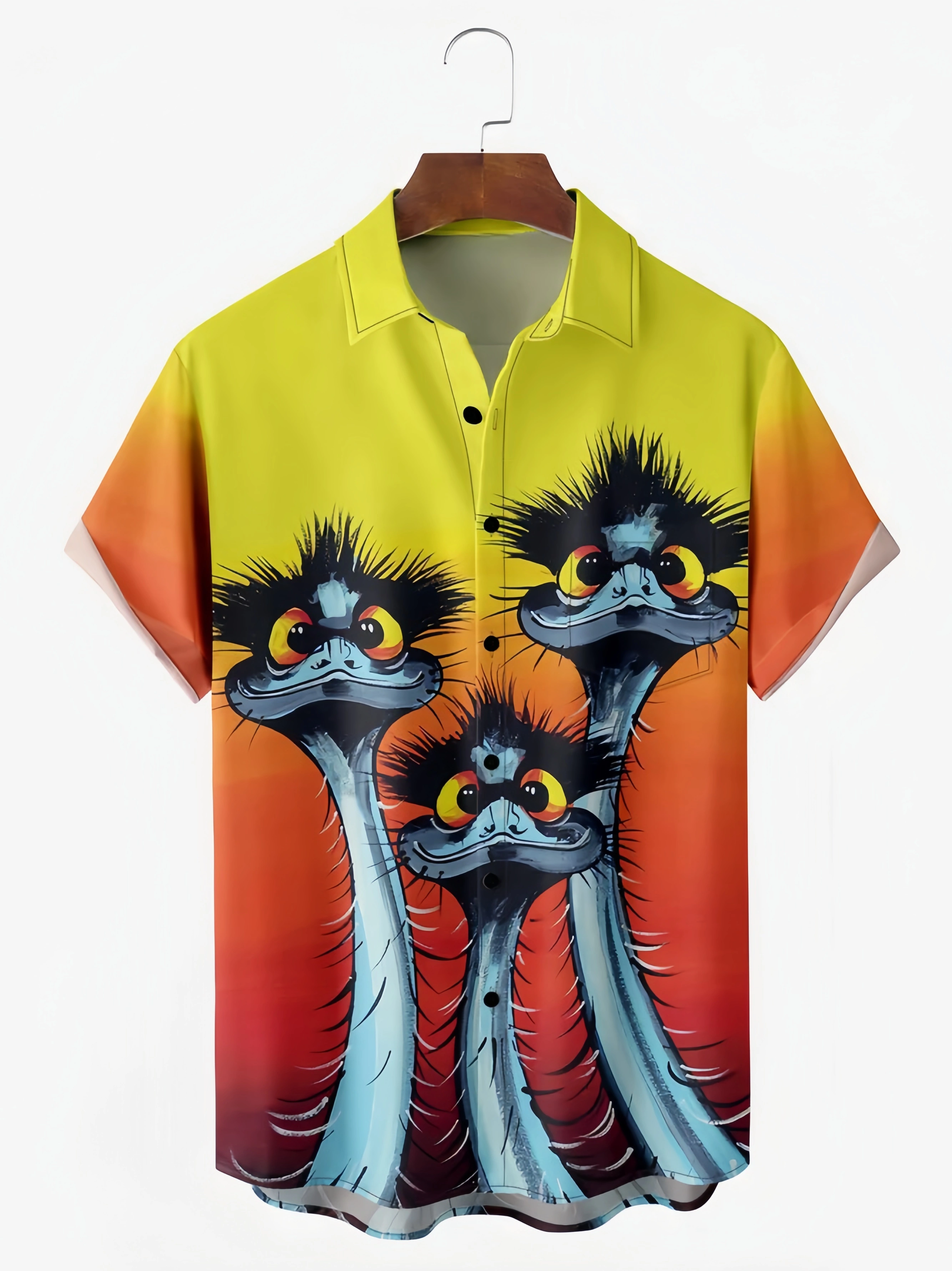 Ostrich Chest Pocket Short Sleeves Casual Shirt