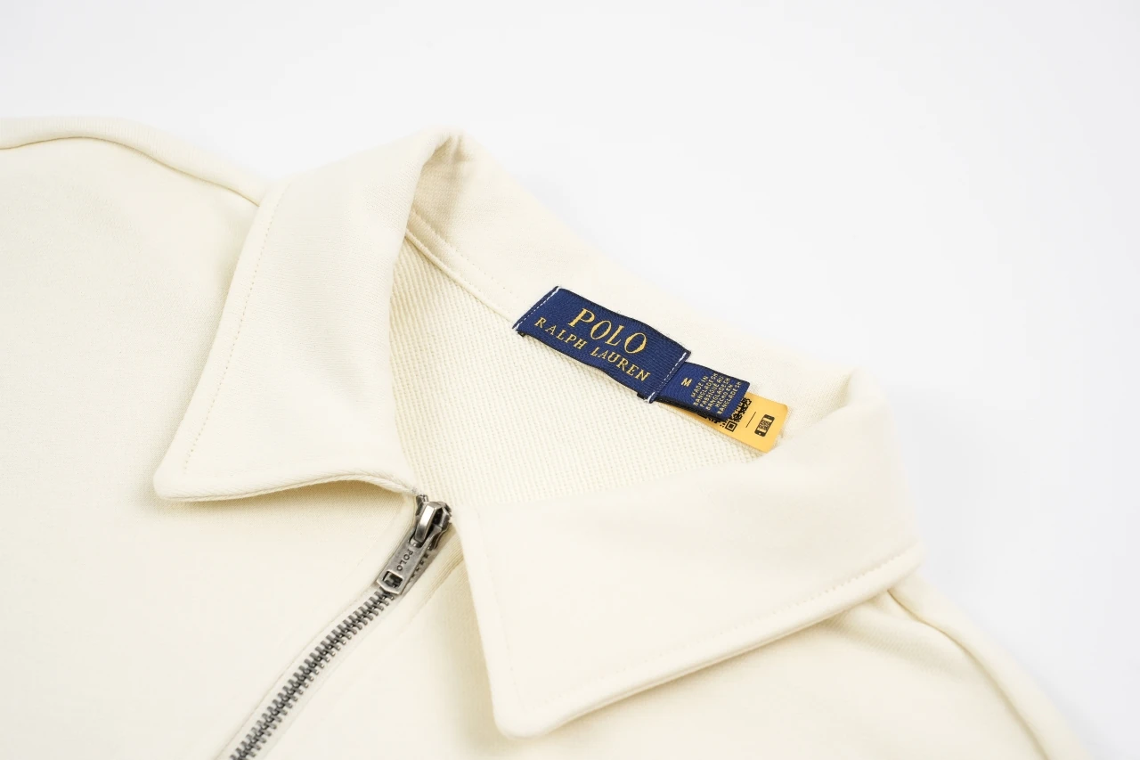 Ralph Lauren Off White Pony Embroidered Half Zip Long Sleeve Polo Shirt product photo from LabelPicks