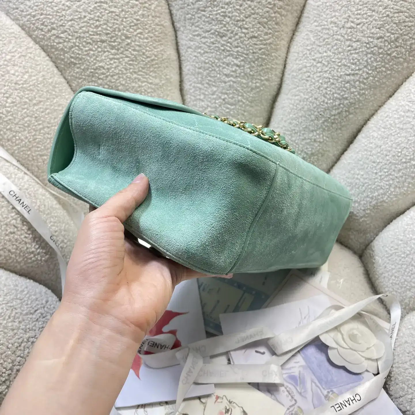 Chanel Classic Flap Green Grained Leather Shoulder Bag product photo from LabelPicks