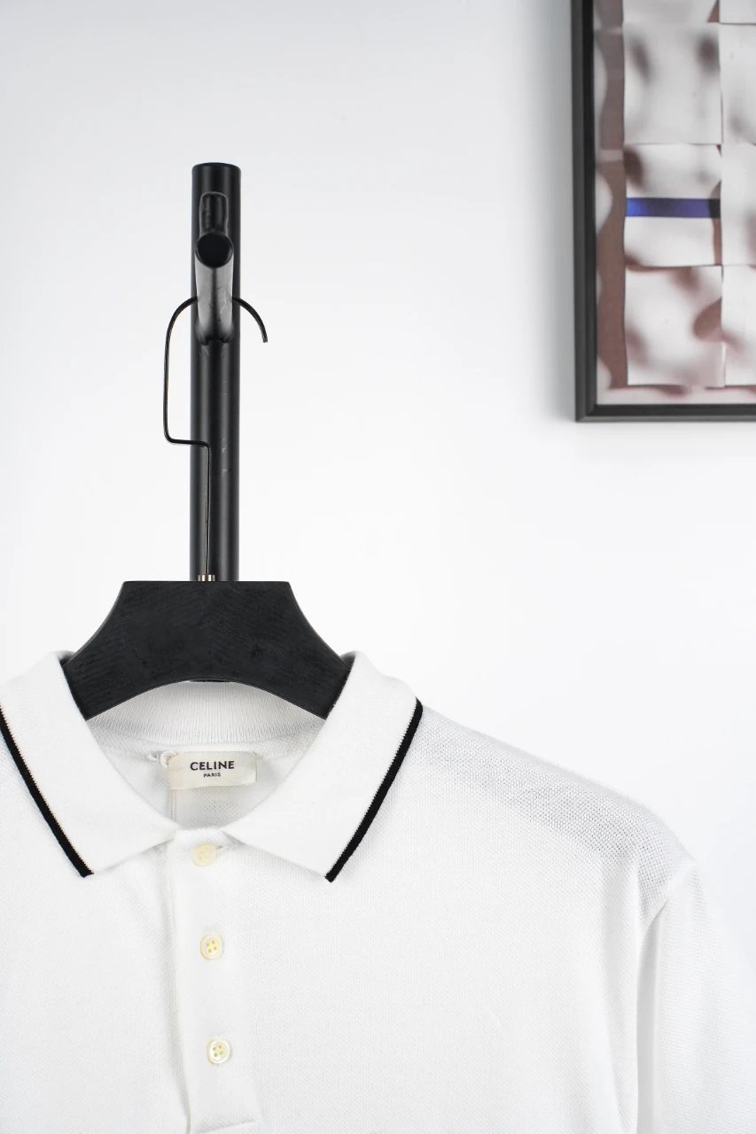 CELINE White Mini Letter Logo Polo Shirt product photo from LabelPicks