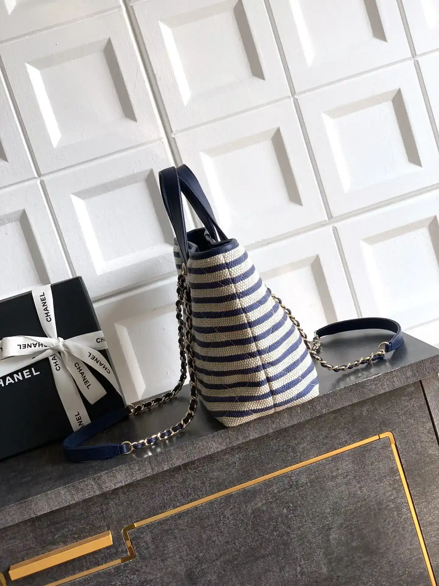 Chanel Blue Straw Woven Tote Bag product photo from LabelPicks