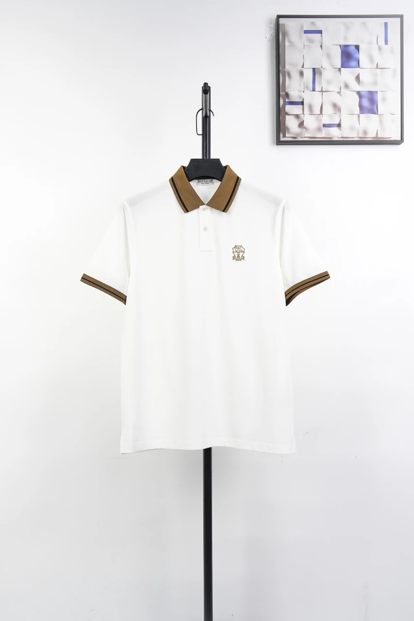 Brunello Cucinelli White Contrast-Collar Pique Polo Shirt product photo from LabelPicks