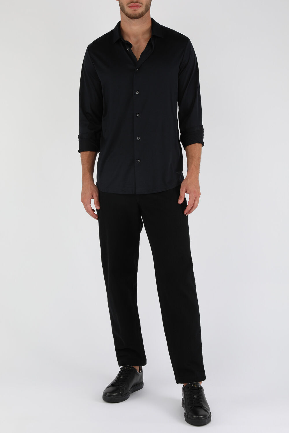 EMPORIO ARMANI חולצת כותנה מכופתרת