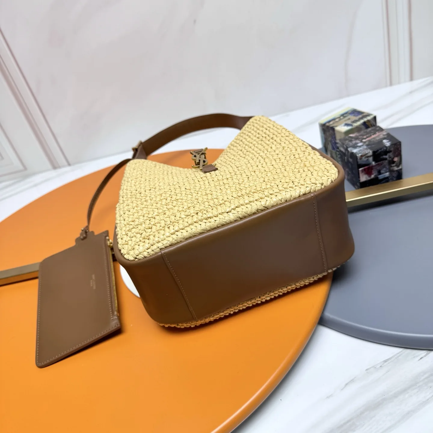 Saint Laurent Beige Straw Woven Shoulder Bag product photo from LabelPicks