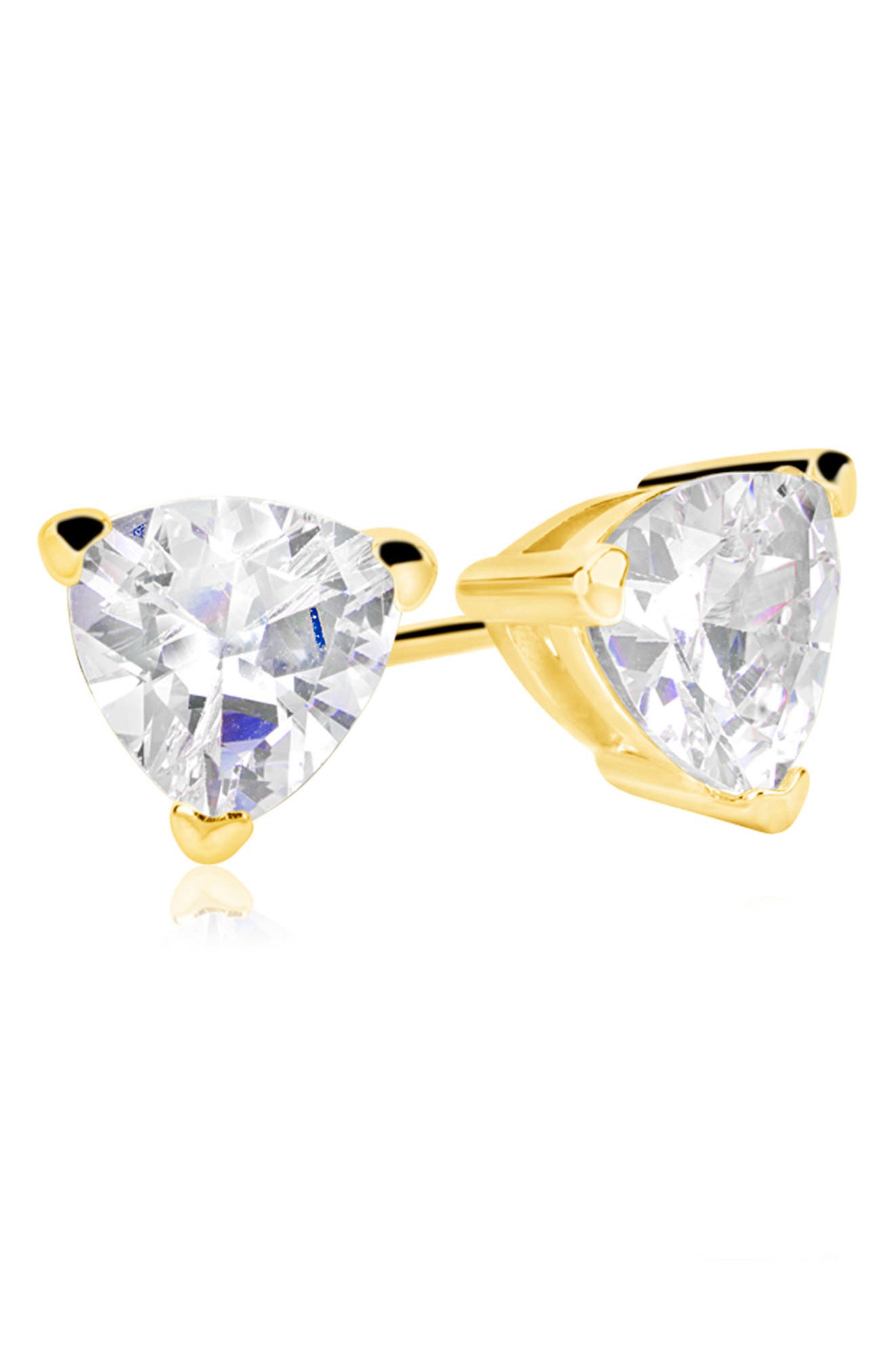 SUZY LEVIAN Sterling Silver Trillion Shape CZ Stud Earrings