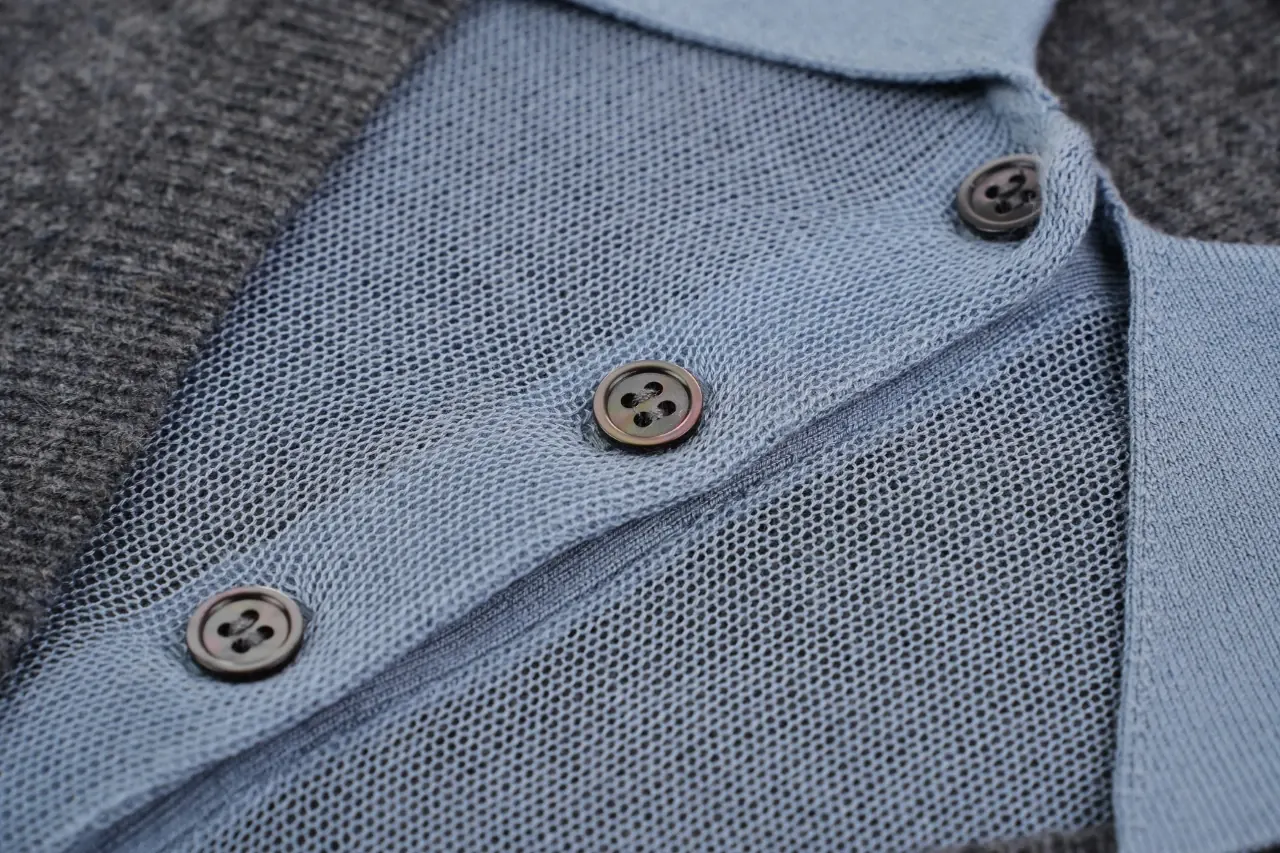 Miu Miu Grey Blue Contrast Collar Polo Sweater product photo from LabelPicks