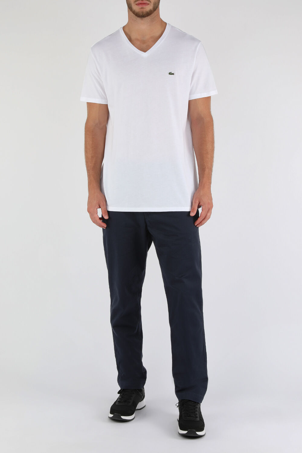 LACOSTE טי שירט קצרה עם לוגו רקום