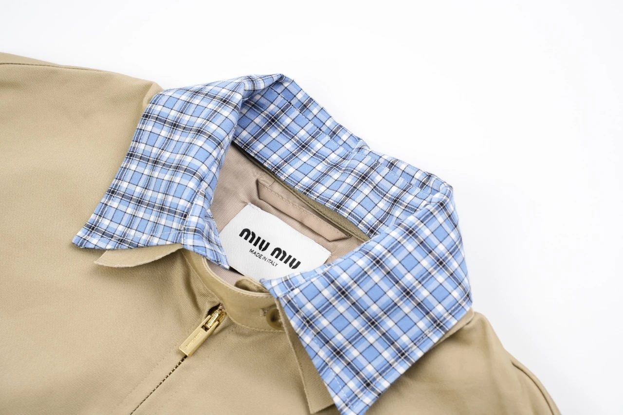Miu Miu Beige Check Layered Effect Jacket product photo from LabelPicks