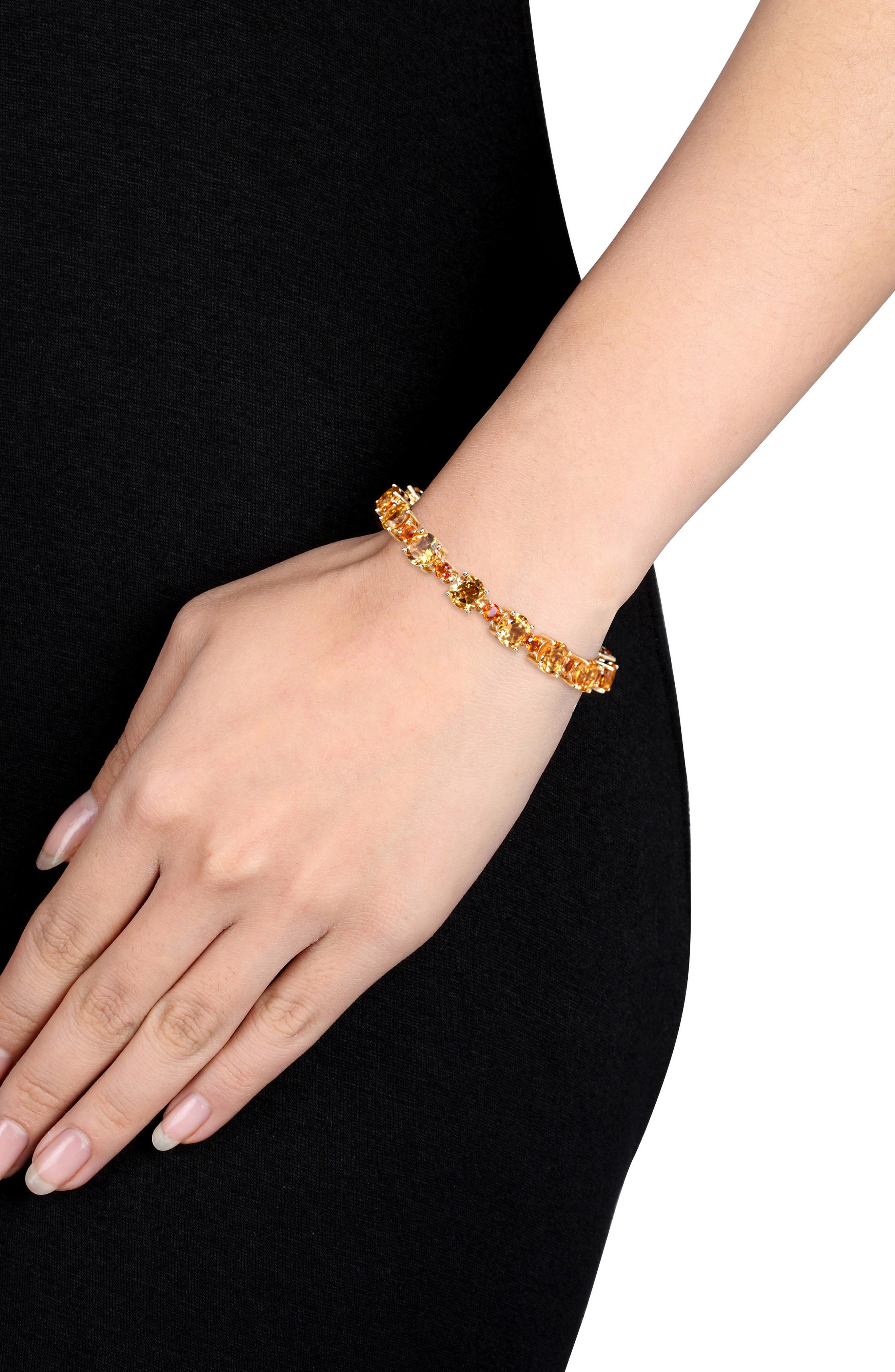 DELMAR 10K Yellow Gold Plated Sterling Silver Citrine & Madeira Citrine Bracelet