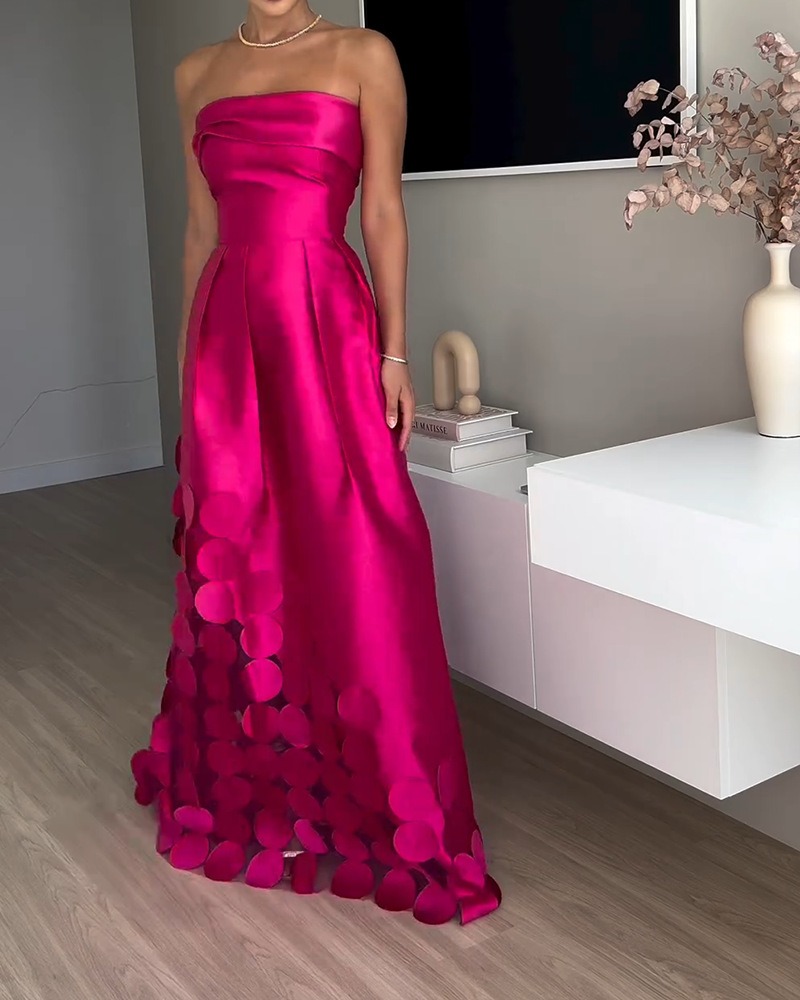 Sexy Elegant Off Shoulder Satin Spliced Hollow Out Party Dress Women's Summer Backless Red Chic Banquet Evening Dresses 2026 New
