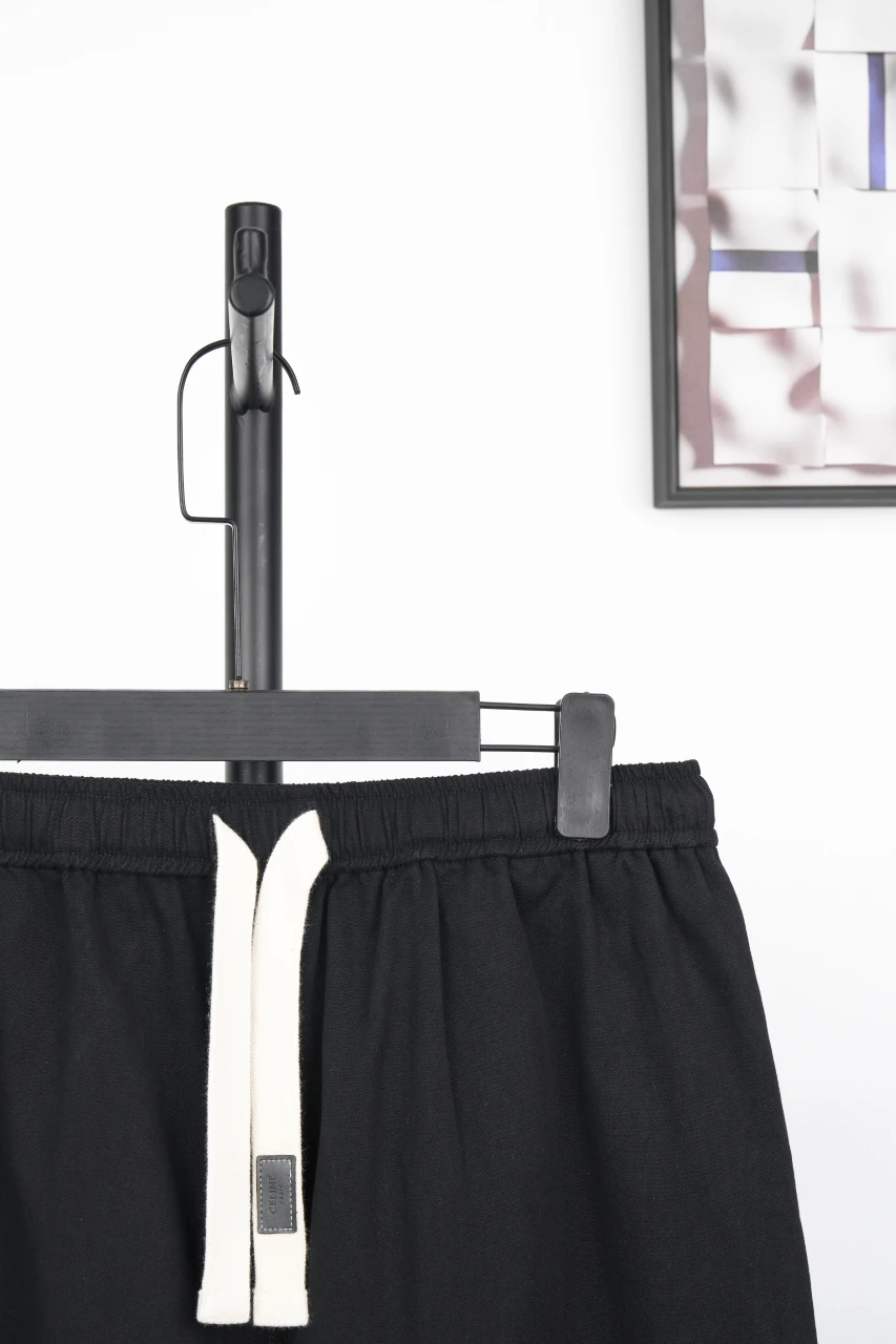 CELINE Black Cotton Drawstring Straight-Leg Pants product photo from LabelPicks