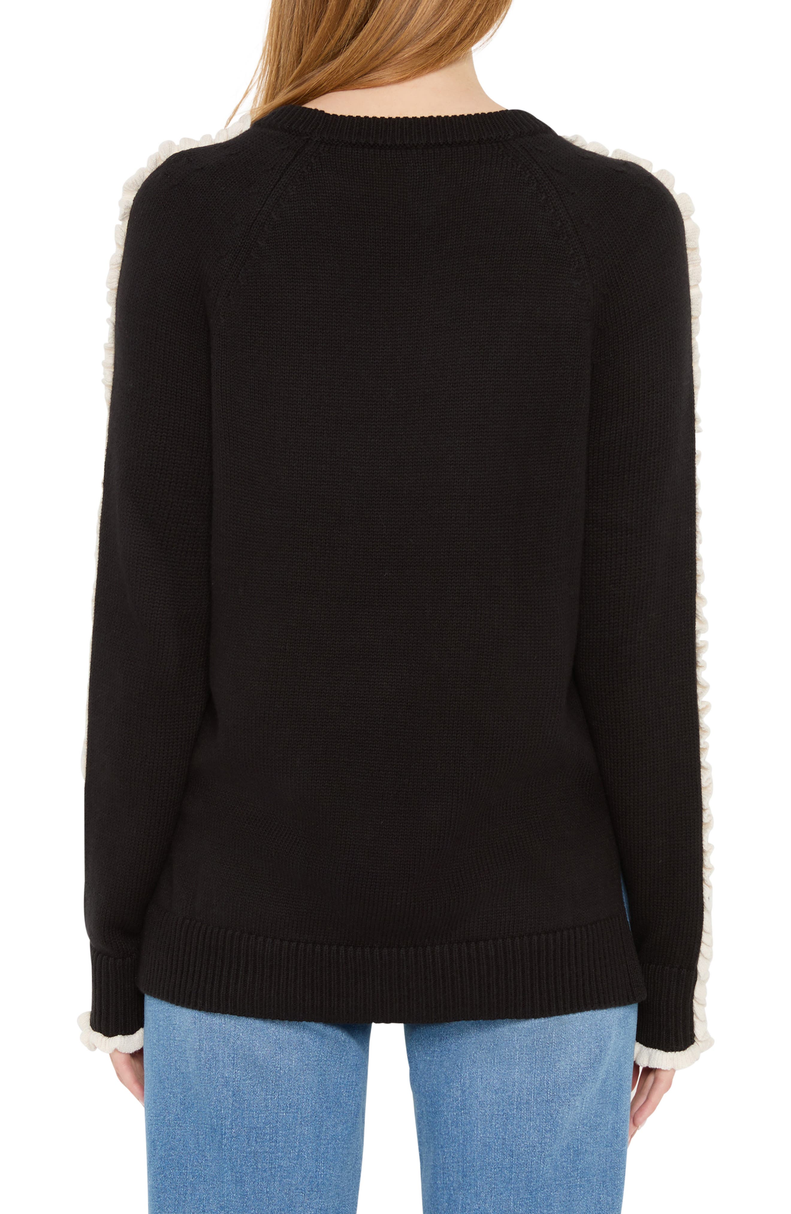 NIC+ZOE Ruffle Trim Cotton Blend Sweater