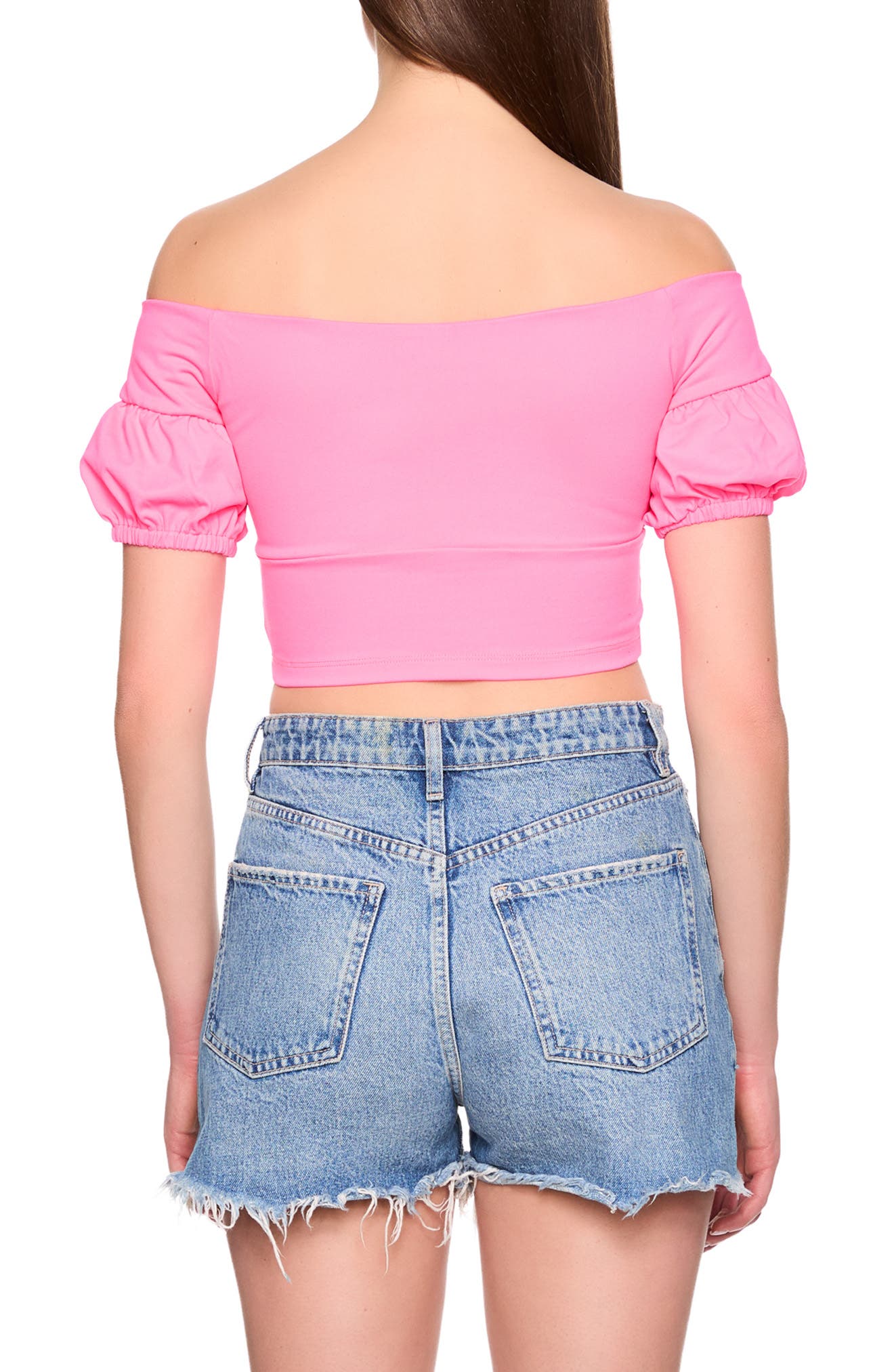 Susana Monaco Off-the-Shoulder Sweetheart Crop Top