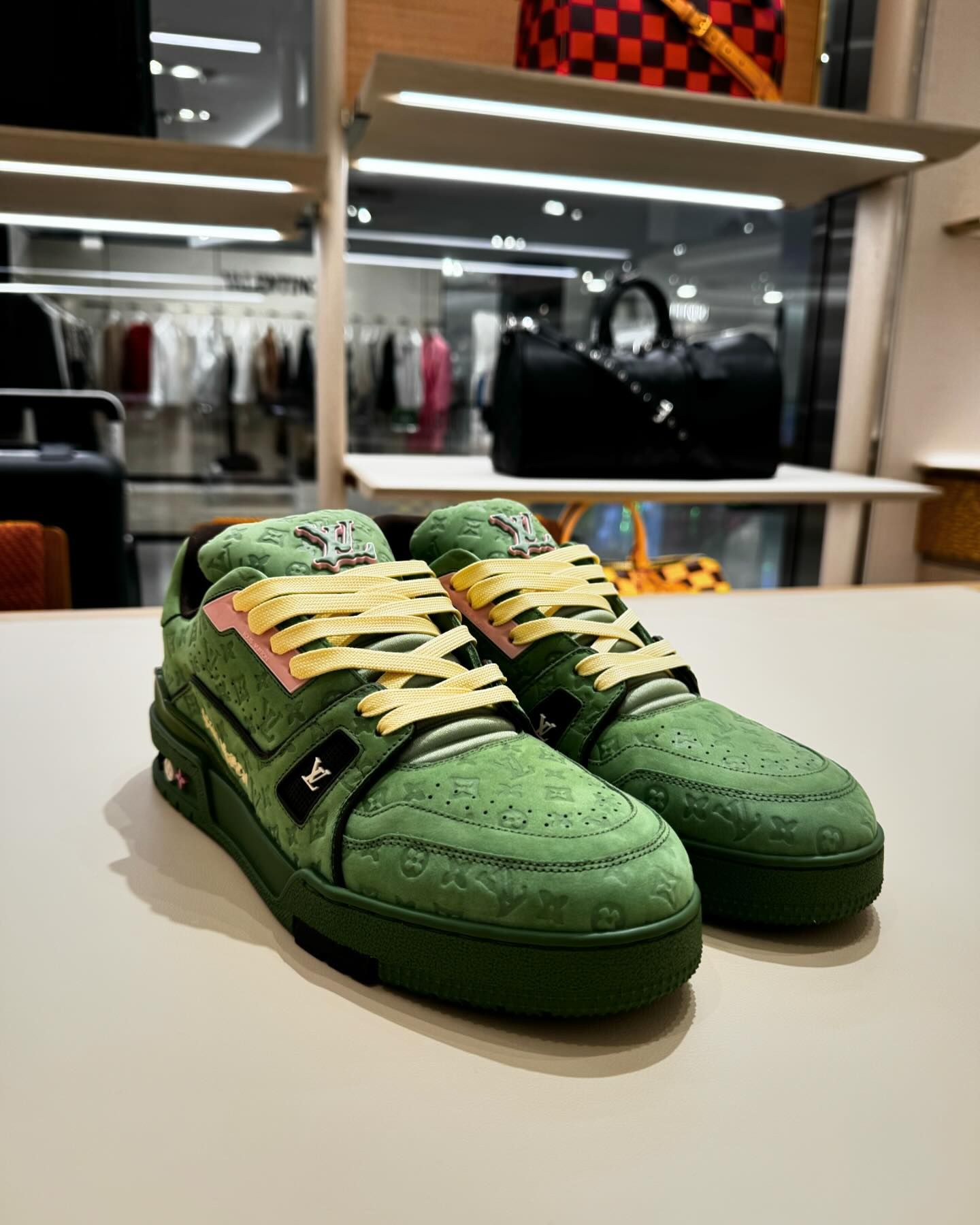 Classic avocado color matching shoes