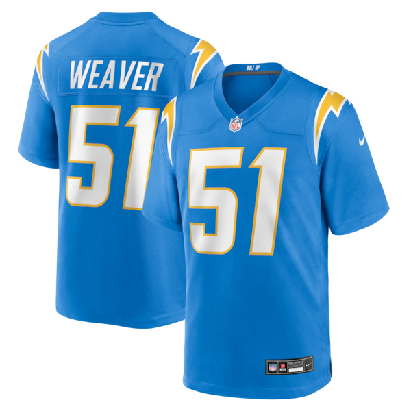 Rashad Weaver Los Angeles Chargers Nike Team Game Jersey -  Powder Blue