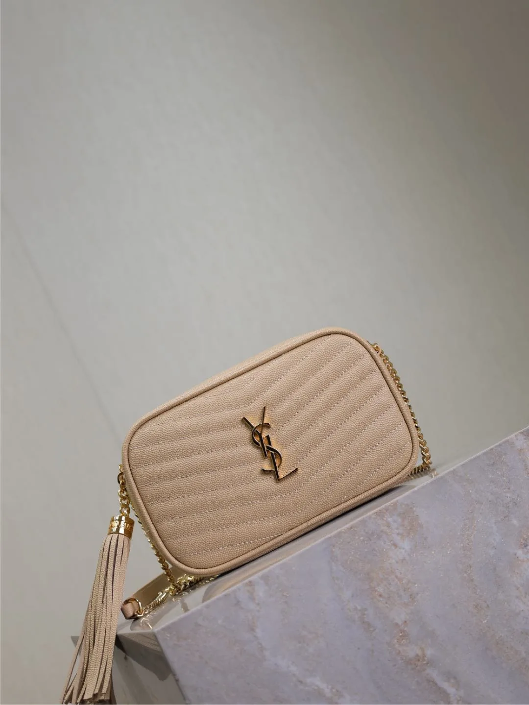 Saint Laurent Beige Calfskin Shoulder Bag product photo from LabelPicks