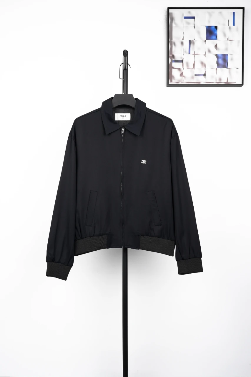 CELINE Black Triomphe Embroidered Collared Jacket product photo from LabelPicks