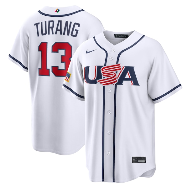 Men's USA Baseball Brice Turang Nike White 2026 World Baseball Classic Home Stadium Jersey