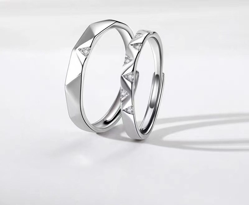 Star couple ring smooth ring diamond open ring lettering men and women ring
