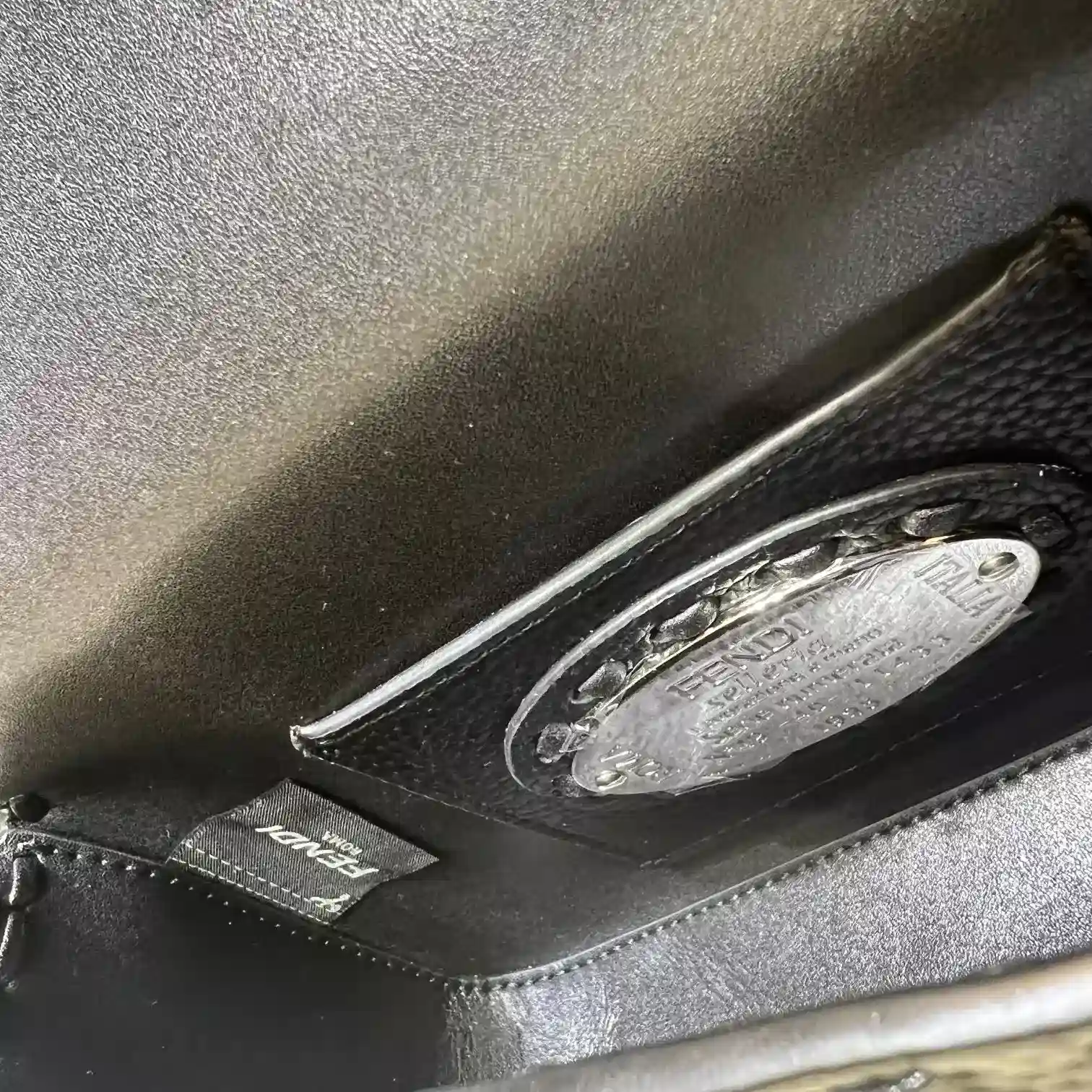 Fendi Black Baguette Grained Leather Shoulder Bag product photo from LabelPicks