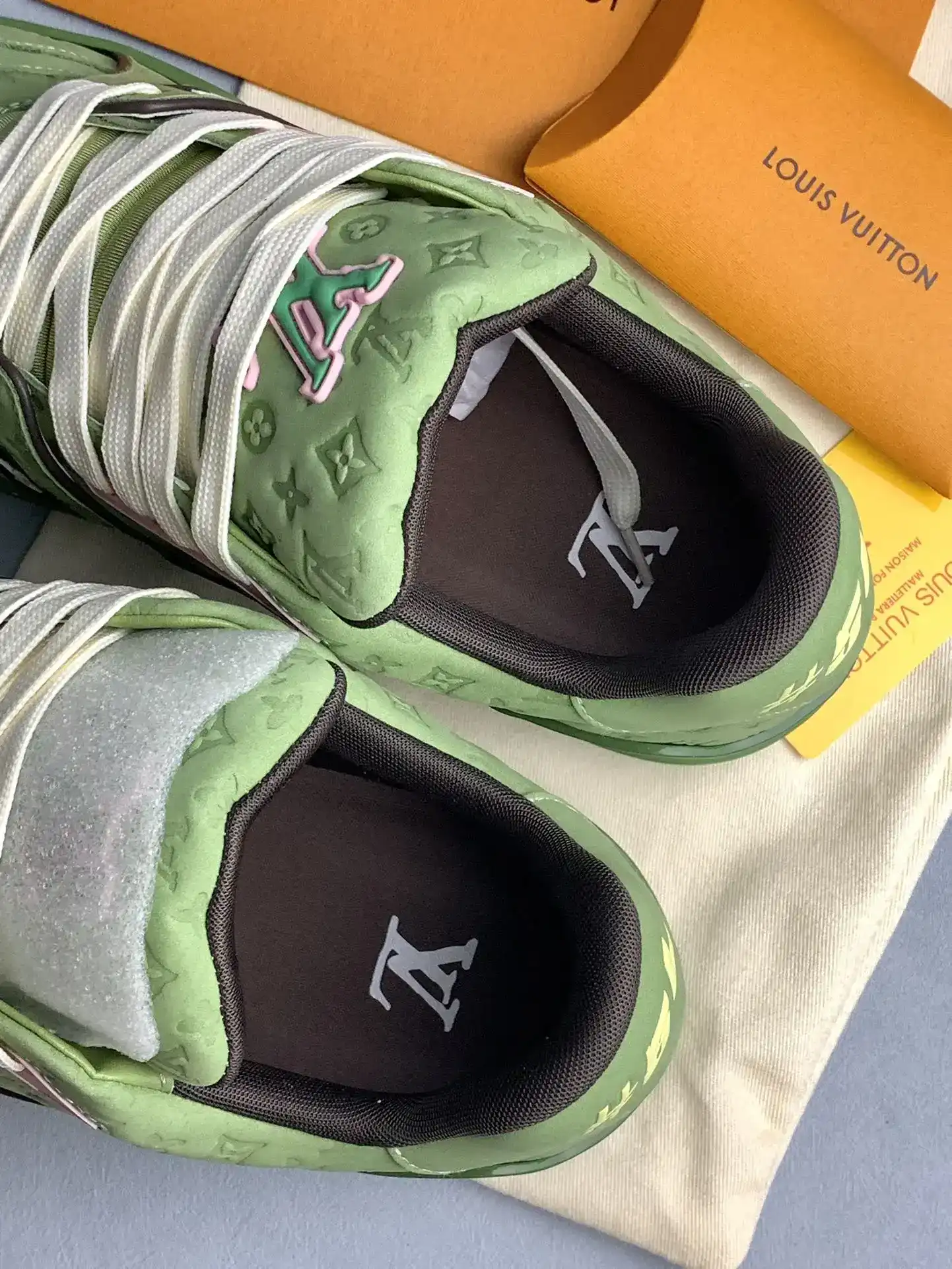 Louis Vuitton LV Trainer Low Sneaker - Cactus Green and Pink product photo from LabelPicks